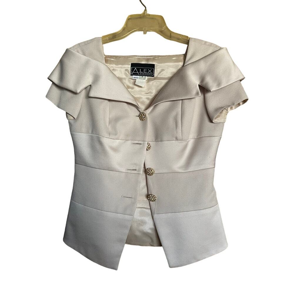 Alex Evenings Champagne 2-piece Skirt Suit Size 4P